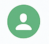Green circular icon featuring a simplified outline of a person.